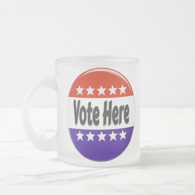 Caneca De Café Vidro Jateado Vote Aqui (Esquerda)