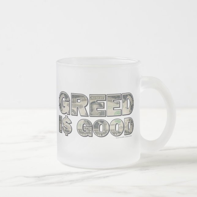 Caneca De Café Vidro Jateado Wall Street/ Greed é bom (Direita)