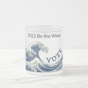 Caneca De Café Vidro Jateado Wave Azul Sai da caneca de vidro do fosco de Votaç