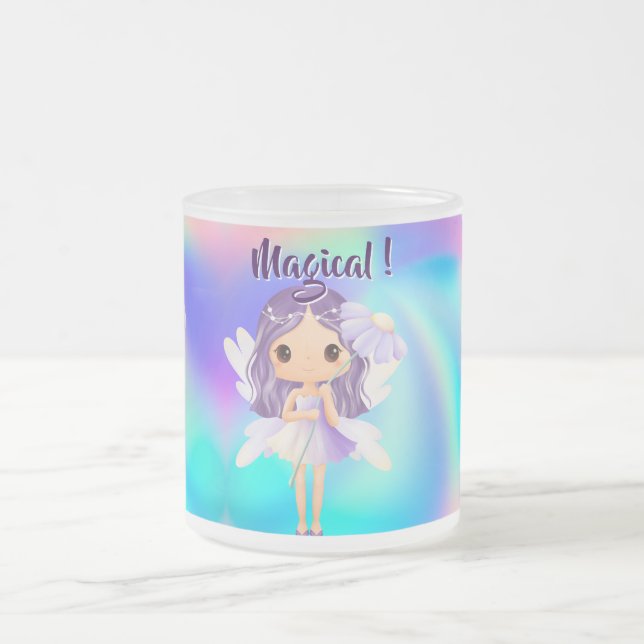 Caneca De Café Vidro Jateado Whimsical Princess Fairy Birthday (Centro)
