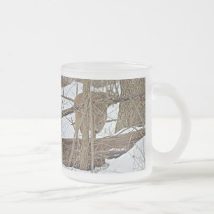 Caneca De Café Vidro Jateado Whitetail Deer Em Neve
