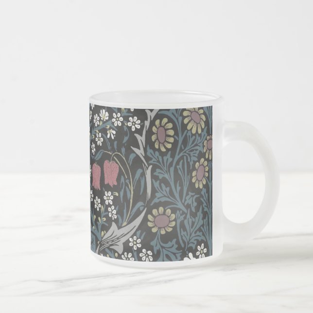 Caneca De Café Vidro Jateado William Morris Blackthorn Floral Art Nouveau (Direita)