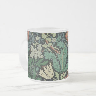 Caneca De Café Vidro Jateado William Morris Compton Floral Art Nouveau Padrão