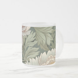 Caneca De Café Vidro Jateado William Morris Inspirou Fosco Floral
