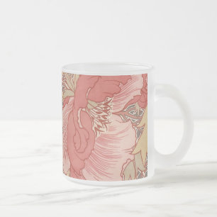 Caneca De Café Vidro Jateado William Morris Poppies Floral Art Nouveau Pattern