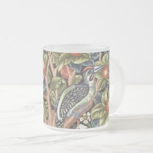 Caneca De Café Vidro Jateado William Morris Woodpecker Tapeçaria Vintage Floral