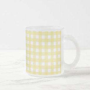 Caneca De Café Vidro Jateado Xadrez amarelo claro e branco