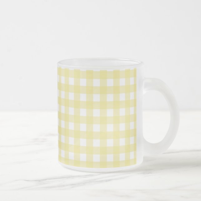 Caneca De Café Vidro Jateado Xadrez amarelo claro e branco (Direita)