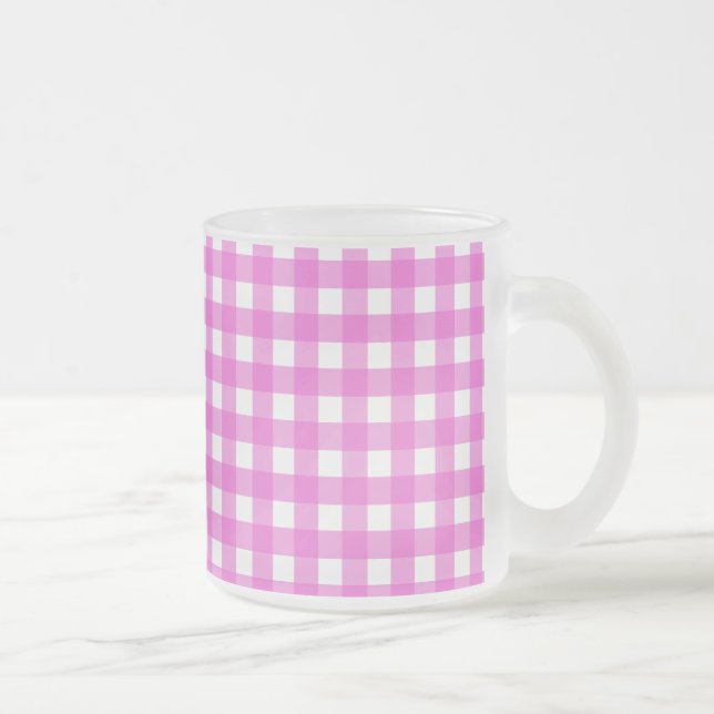 Caneca De Café Vidro Jateado Xadrez rosa (Direita)