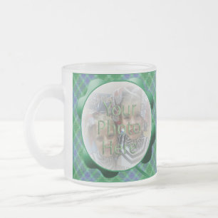 Caneca De Café Vidro Jateado Xadrez Verde Tartan Shamrock Personalizado Mug de 