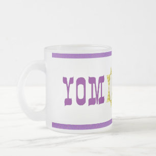 Caneca De Café Vidro Jateado Yom Kippur & Star -