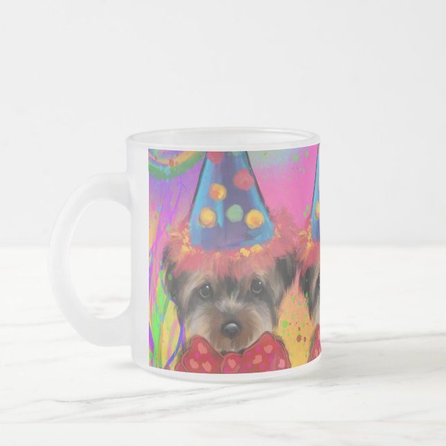 Caneca De Café Vidro Jateado Yorkie Poo (Esquerda)