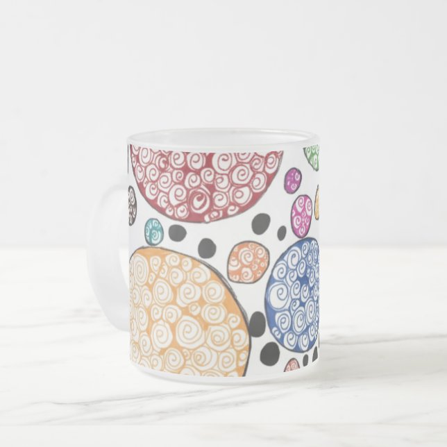 Caneca De Café Vidro Jateado Zentangle circles pattern (Frente Esquerda)