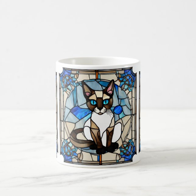 Caneca De Café Vidro Manchado Gato de Siamese (Centro)