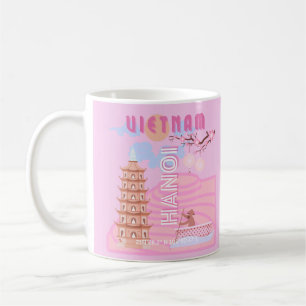 Caneca De Café Vietnã, Viagem Art, rosa