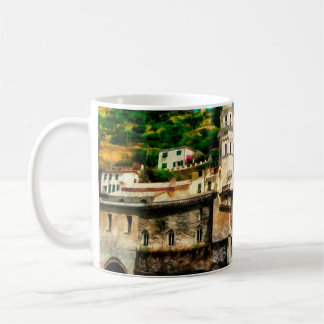 Caneca De Café View of Vernazza, Italy. Watercolor painting conte