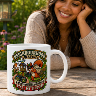 Caneca De Café Vigilância do Bairro Esquilo Engraçado Observando