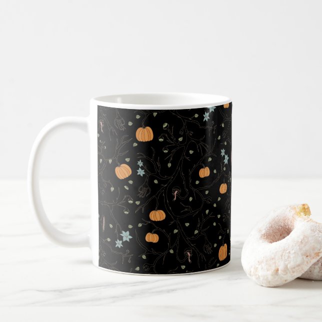 Caneca De Café Vigne effrayante pour Halloween Noir (Com Donut)