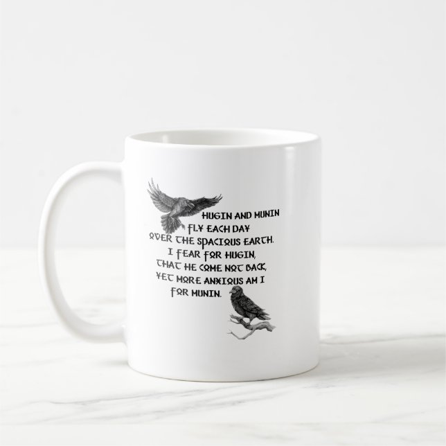 Caneca De Café Viking Raven Hugin And Munin (Esquerda)