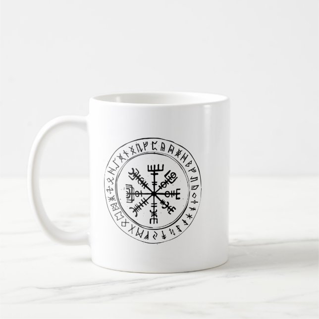 Caneca De Café Viking Vegvisir Rune (Esquerda)