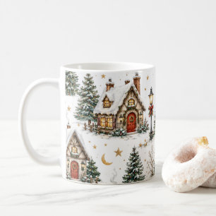 Caneca De Café Vila de Natal Aconchegante Cabanas Nevadas