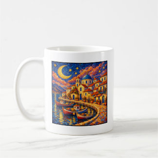 Caneca De Café Vila de Pesca Mosaico Mediterrâneo