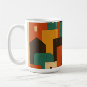 Caneca De Café Vila Mediterrânea Geométrica Abstrata