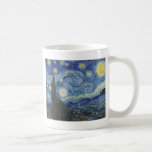 Caneca De Café Vincent van Gogh | a noite estrelado, em junho de<br><div class="desc">CAMIONETE GOGH->Post-Impressionist, estrela, estrela, noturno, paisagem, igreja pináculo, lua, luar, árvore, céu, cósmico, rua, Remy, Provence, francês, Santo-Remy, apos impressionismo, icónico \ \ estrelado noite, em junho de 1889 (óleo em canvas), Gogh, Vincent camionete (1853-90)/museu da arte moderna, New York, EUA/número de coleção da imagem da biblioteca | da arte...</div>