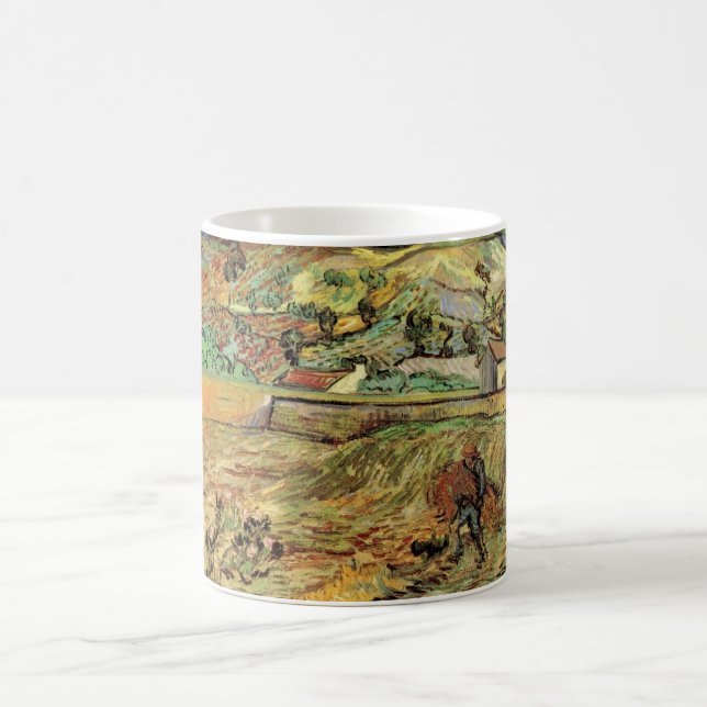 Caneca De Café Vincent van Gogh - Campo de Trigo Cercado com Camp (Centro)