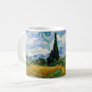 Caneca De Café Vincent Van Gogh - Campo de Trigo com Ciprestes