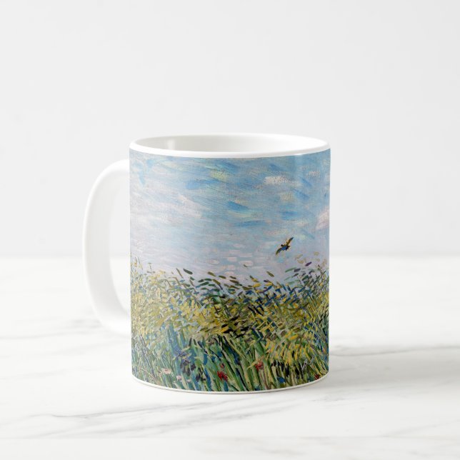 Caneca De Café Vincent van Gogh - Campo de trigo com Lark (Frente Esquerda)
