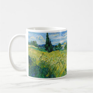 Caneca De Café Vincent van Gogh - Campo de Trigo Verde com Cipres