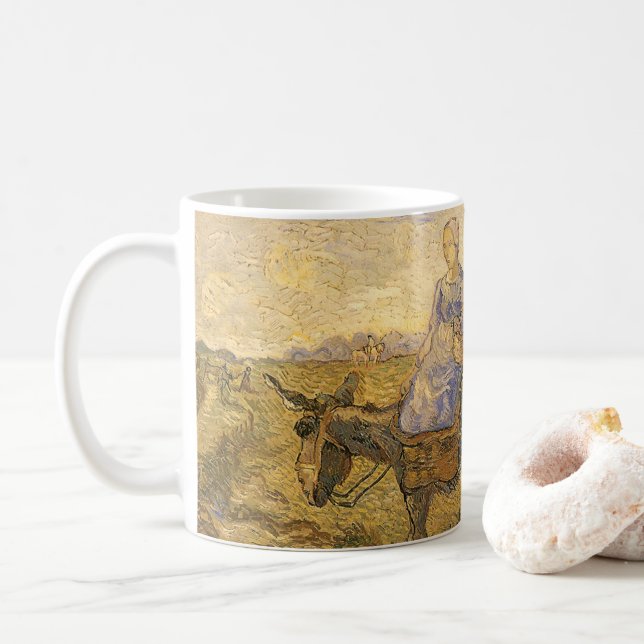 Caneca De Café Vincent van Gogh - Casal camponês indo trabalhar (Com Donut)