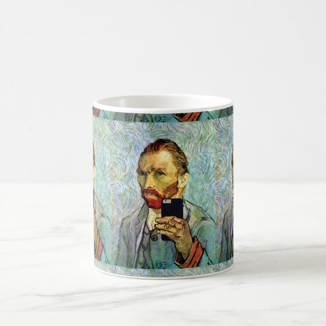 Caneca De Café Vincent Van Gogh Cellphone Selfie autorretrato (Centro)