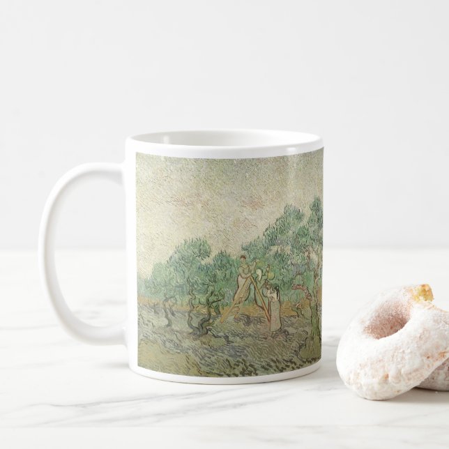 Caneca De Café Vincent van Gogh - Colheita de Azeitonas (Com Donut)