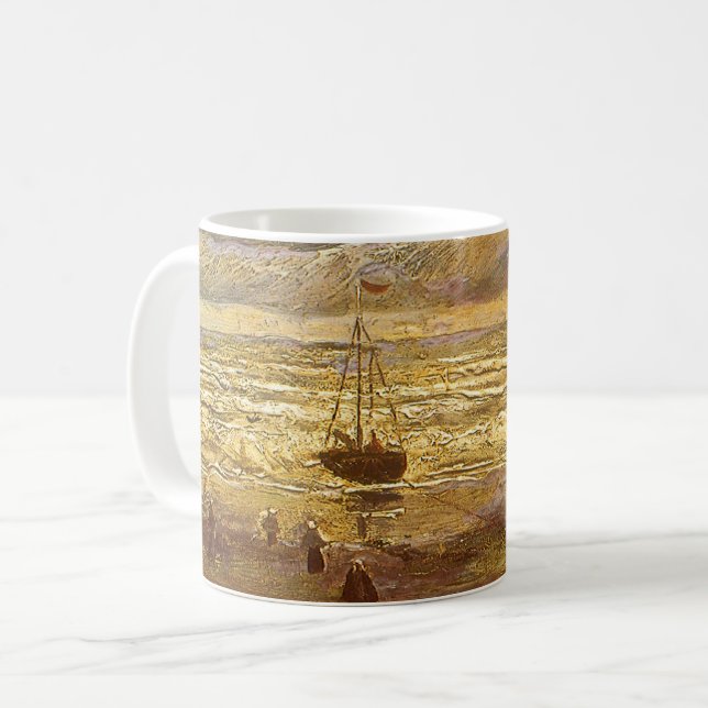 Caneca De Café Vincent van Gogh - Mar em Scheveningen (Frente Esquerda)