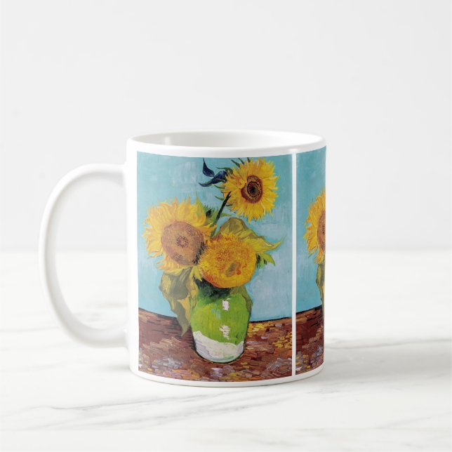 Caneca De Café Vincent Van Gogh - Três girassóis em um vaso (Esquerda)