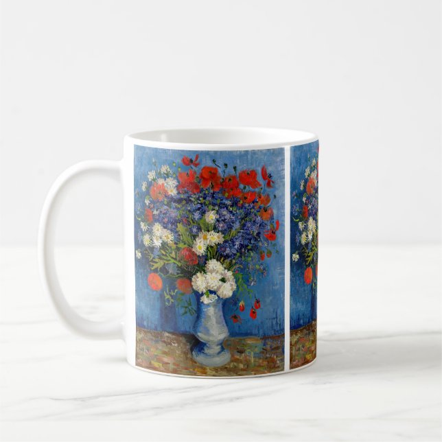 Caneca De Café Vincent van Gogh - Vase com Cornflower e Poppies (Esquerda)