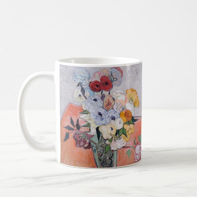 Caneca De Café Vincent van Gogh - Vase com Rosas e Anêmonas (Esquerda)