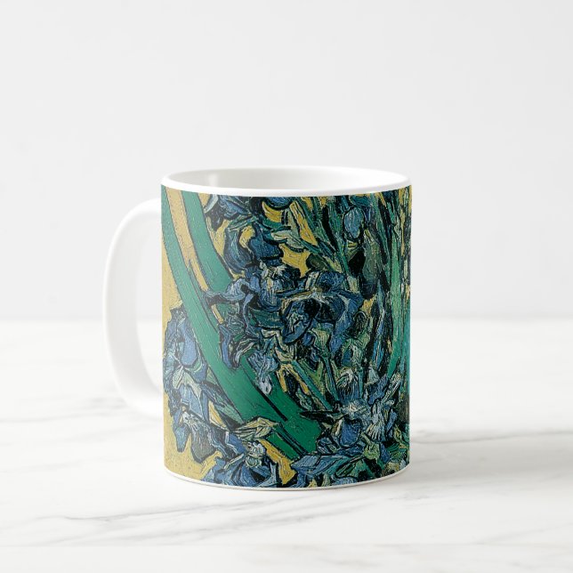 Caneca De Café Vincent van Gogh - Vaso com Íris Fundo Amarelo (Frente Esquerda)