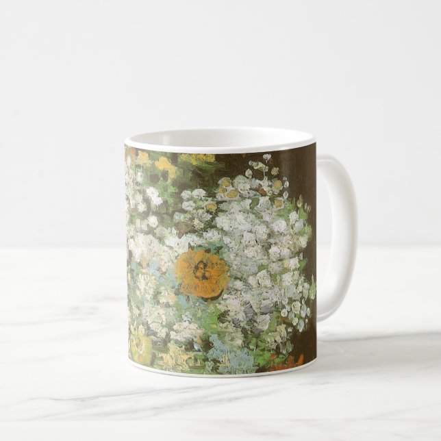 Caneca De Café Vincent van Gogh - Vaso com Zínias e Flores (Frente Esquerda)