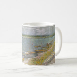 Caneca De Café Vincent van Gogh - Vista de um rio com Barcos Rema