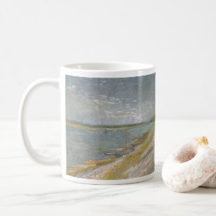 Caneca De Café Vincent van Gogh - Vista de um rio com Barcos Rema