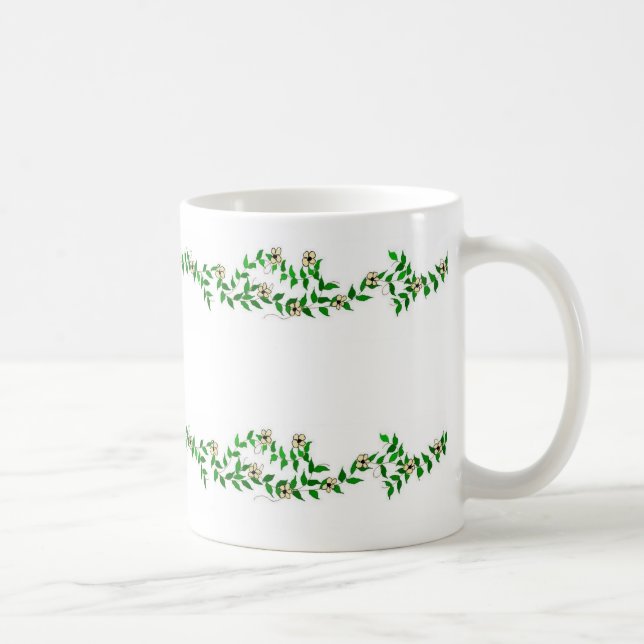 Caneca De Café Vinhas E Pequenas Flores (Direita)