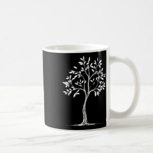 Caneca De Café Vinheta de desenho de árvore de linha de Solteiro