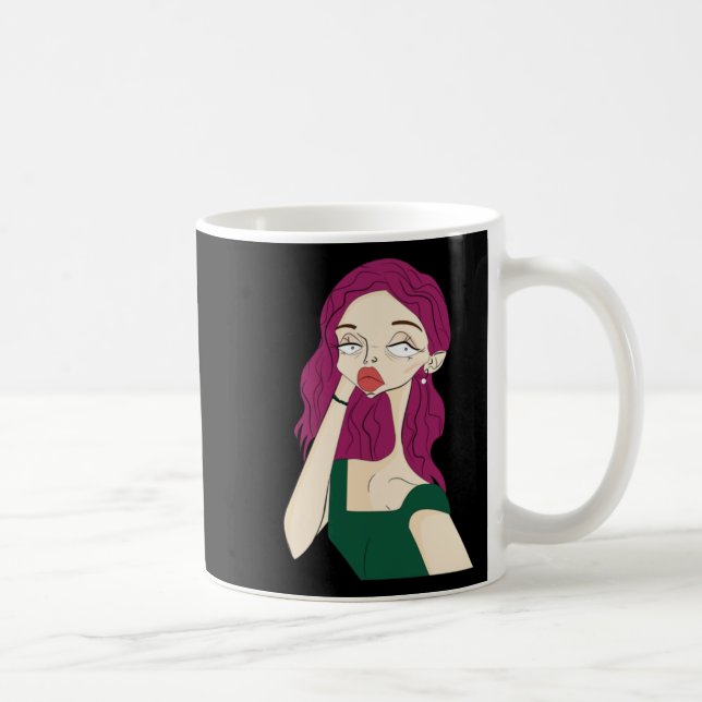 Caneca De Café Vinheta de Garota Dividida (Direita)