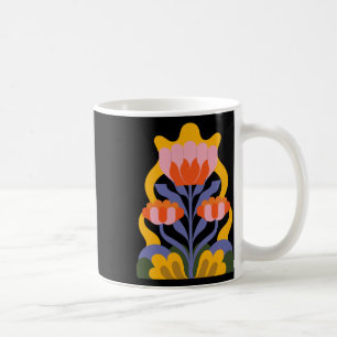 Caneca De Café Vinheta de Ilustração Floral Retro Brilhante