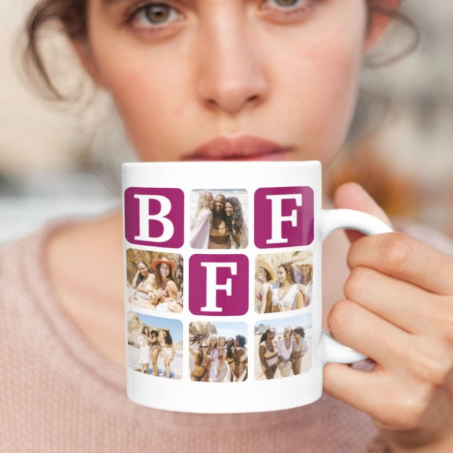 Caneca De Café Vinho BFF da Grade Multifotográfica Moderna (Criador carregado)