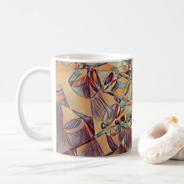 Caneca De Café Vinho e garrafas de vinho Arte de café (Com Donut)