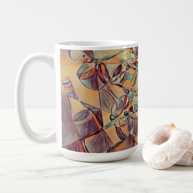 Caneca De Café Vinho e garrafas de vinho Arte de café (Com Donut)